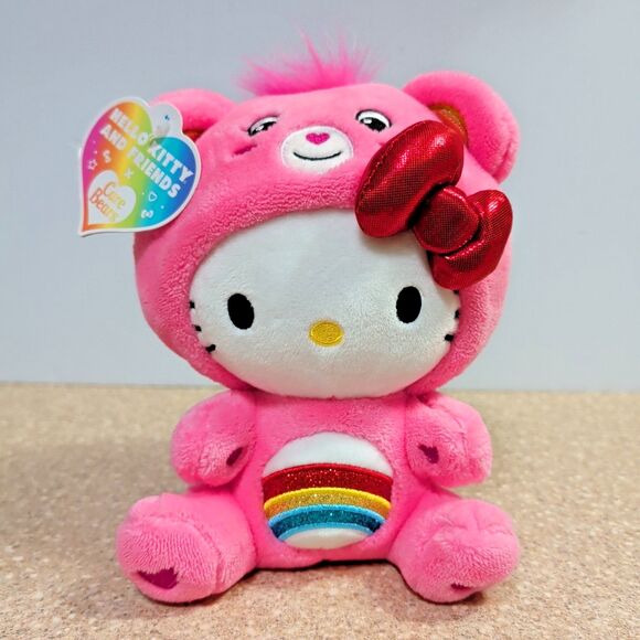 Other - Care Bears Hello Kitty Dressed As Cheer Bear 8" Fun-Size Plush Soft Stuffie Toy